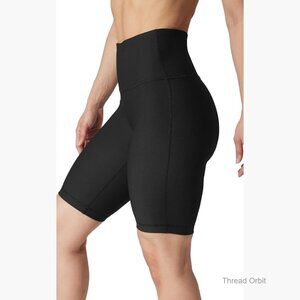 High Waisted Ribbed Biker Shorts Tummy Control Workout Yoga Running